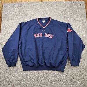 Y2K Nike Boston Red Sox Windbreaker Men's XXL Pullover Center Swoosh MLB Warm Up